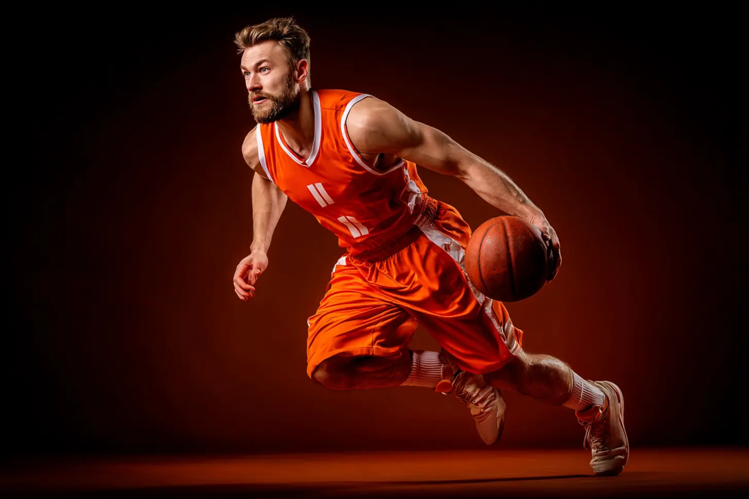Jugador de básquet en plena carrera con la indumentaria de BetWarrior